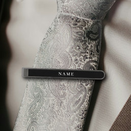 Simple Black Custom Add Your Name Elegant Gunmetal Finish Tie Bar