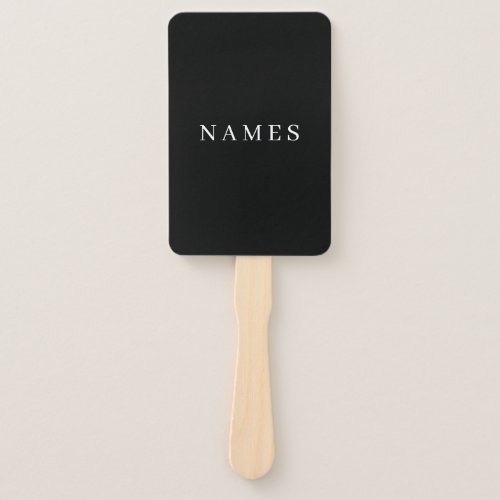 Simple Black Custom Add Your Name Elegant Hand Fan