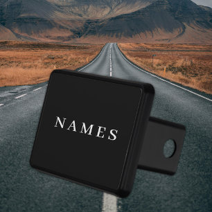 Simple Black Custom Add Your Name Elegant Hitch Cover