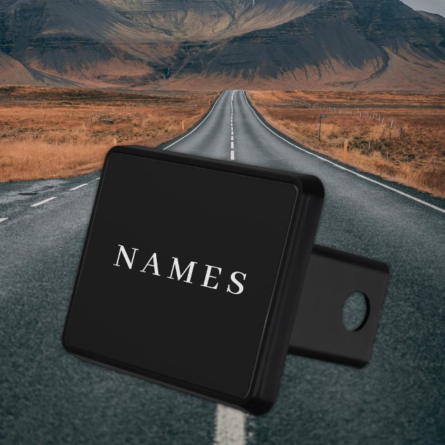 Simple Black Custom Add Your Name Elegant Hitch Cover (Creator Uploaded)