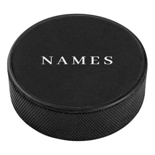 Simple Black Custom Add Your Name Elegant Hockey Puck