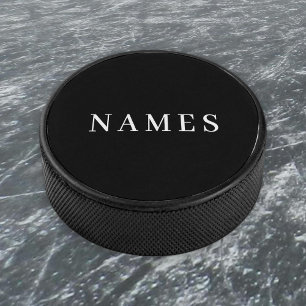 Simple Black Custom Add Your Name Elegant Hockey Puck