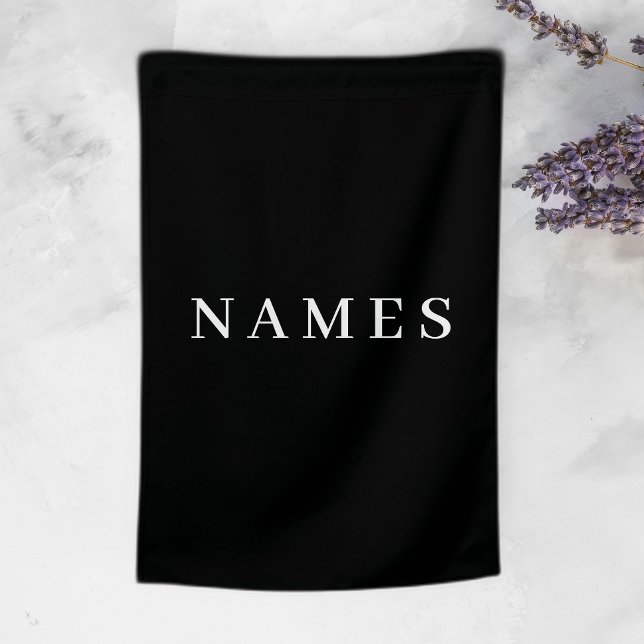 Simple Black Custom Add Your Name Elegant House Flag (Creator Uploaded)