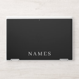 Simple Black Custom Add Your Name Elegant HP Laptop Skin
