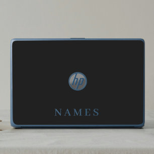 Simple Black Custom Add Your Name Elegant HP Laptop Skin