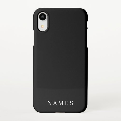 Simple Black Custom Add Your Name Elegant iPhone XR Case