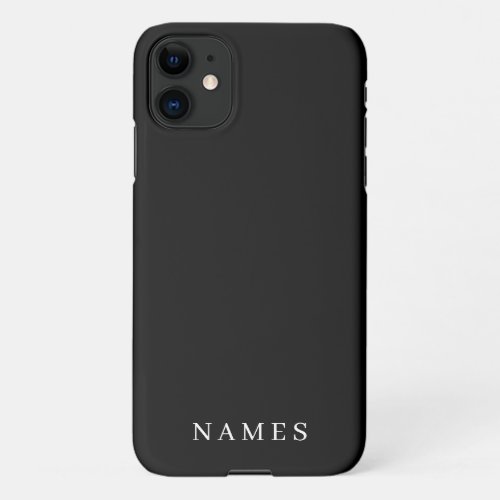Simple Black Custom Add Your Name Elegant iPhone 11 Case