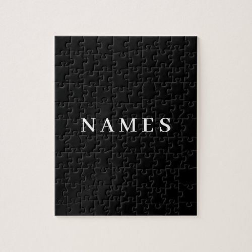 Simple Black Custom Add Your Name Elegant Jigsaw Puzzle