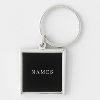 Simple Black Custom Add Your Name Elegant Keychain by Simple_Black_Name at Zazzle