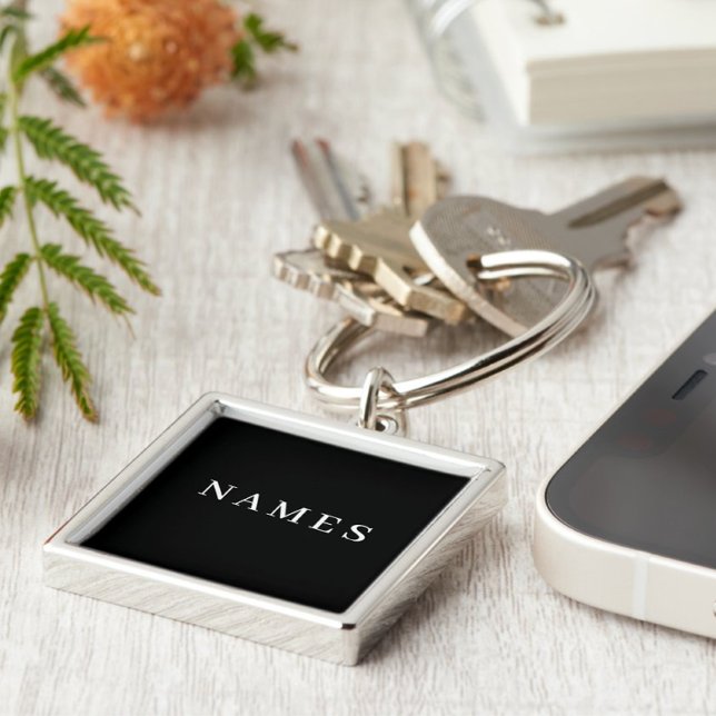 Simple Black Custom Add Your Name Elegant Keychain (Creator Uploaded)