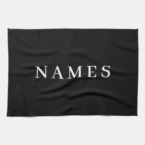 Simple Black Custom Add Your Name Elegant Kitchen Towel