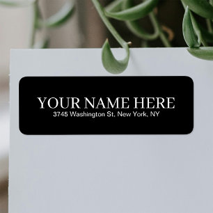 Simple Black Custom Add Your Name Elegant Label