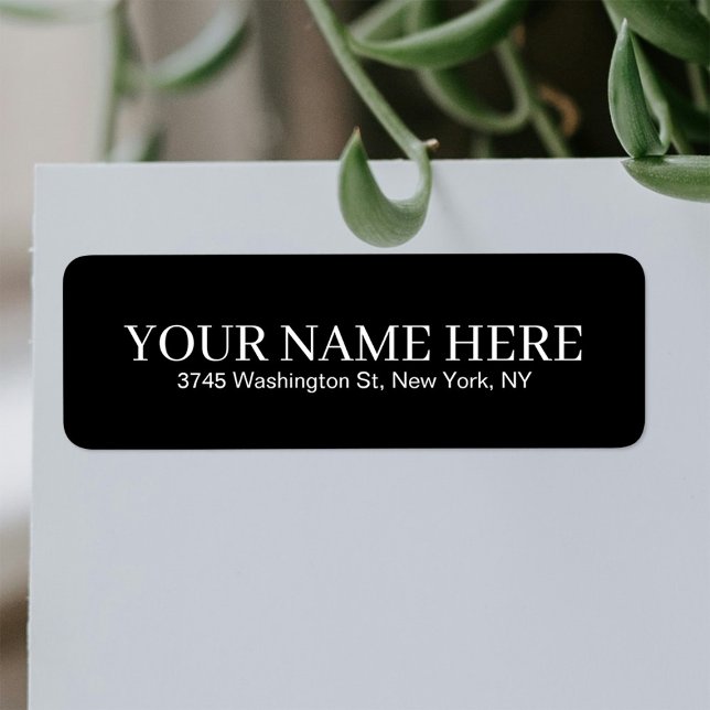 Simple Black Custom Add Your Name Elegant Label (Creator Uploaded)