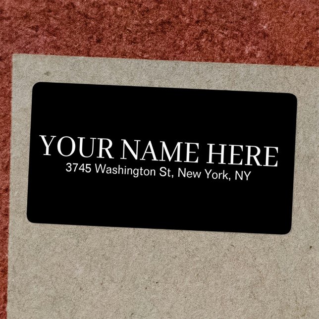 Simple Black Custom Add Your Name Elegant Label (Creator Uploaded)