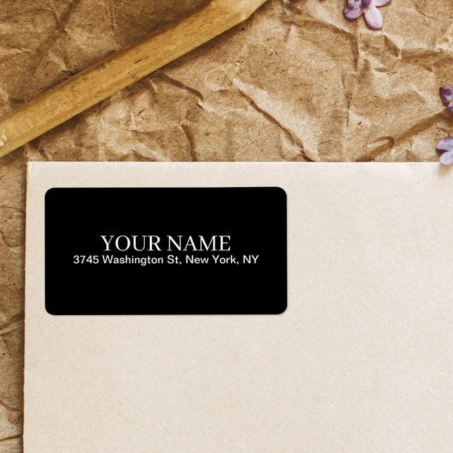 Simple Black Custom Add Your Name Elegant Label (Creator Uploaded)