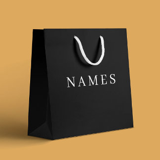 Simple Black Custom Add Your Name Elegant Large Gift Bag
