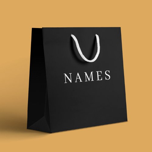 Simple Black Custom Add Your Name Elegant Large Gift Bag