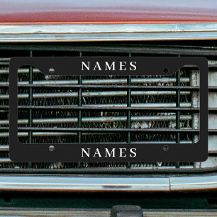Simple Black Custom Add Your Name Elegant License  Plate Frame