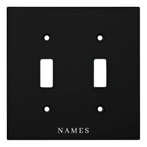 Simple Black Custom Add Your Name Elegant Light Switch Cover