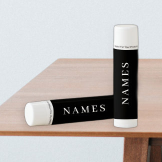Simple Black Custom Add Your Name Elegant Lip Balm