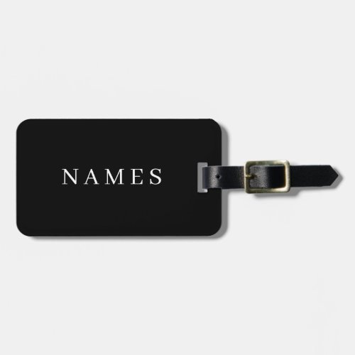 Simple Black Custom Add Your Name Elegant Luggage Tag