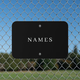 Simple Black Custom Add Your Name Elegant Metal Sign