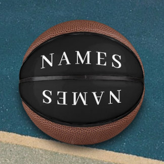 Simple Black Custom Add Your Name Elegant Mini Basketball