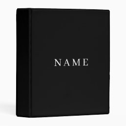 Simple Black Custom Add Your Name Elegant Mini Binder