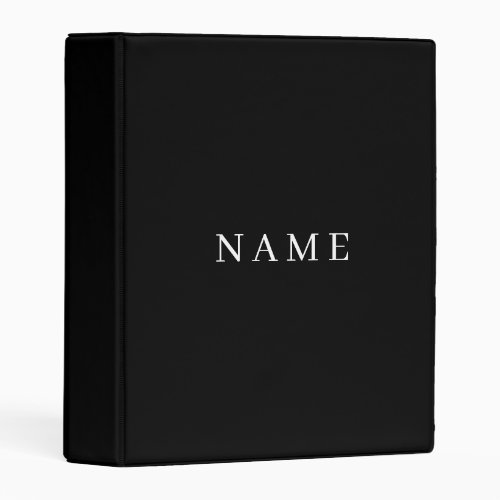 Simple Black Custom Add Your Name Elegant Mini Binder