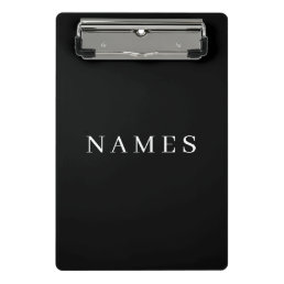 Simple Black Custom Add Your Name Elegant Mini Clipboard