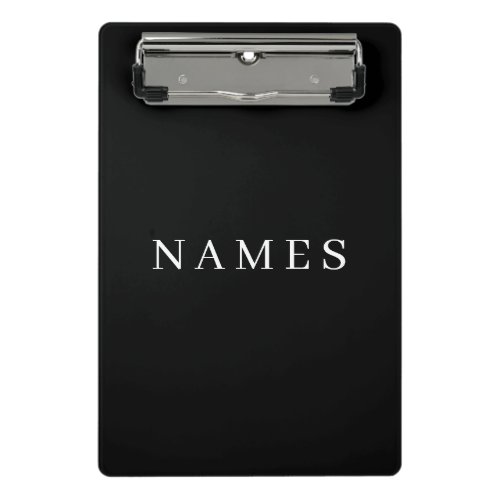 Simple Black Custom Add Your Name Elegant Mini Clipboard
