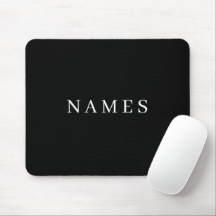 Simple Black Custom Add Your Name Elegant Mouse Pad