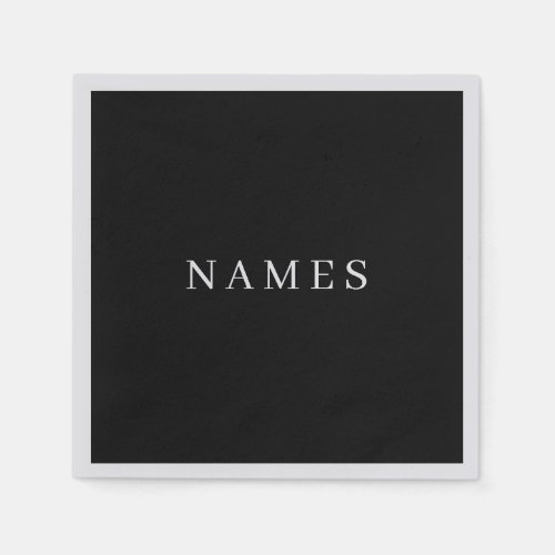 Simple Black Custom Add Your Name Elegant Napkins