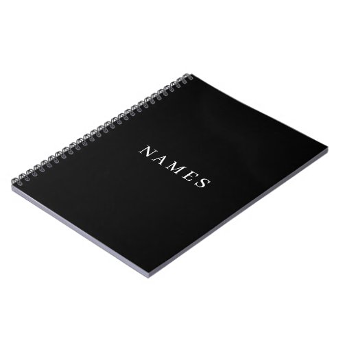 Simple Black Custom Add Your Name Elegant Notebook