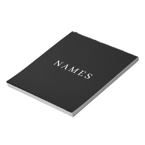Simple Black Custom Add Your Name Elegant Notepad