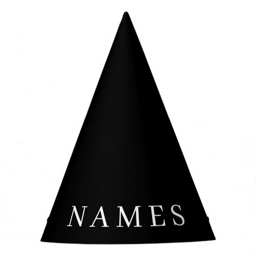 Simple Black Custom Add Your Name Elegant Party Hat