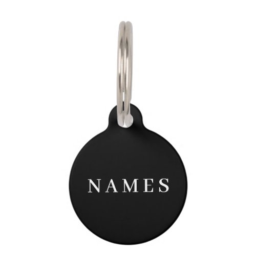 Simple Black Custom Add Your Name Elegant Pet ID Tag