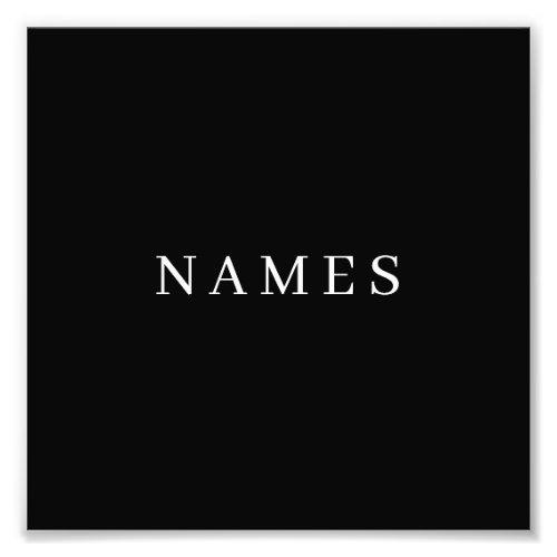 Simple Black Custom Add Your Name Elegant Photo Print