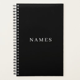 Simple Black Custom Add Your Name Elegant Planner