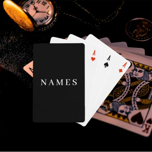 Simple Black Custom Add Your Name Elegant Playing Cards