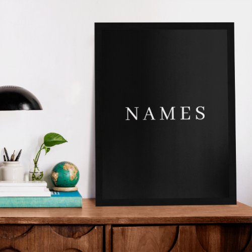 Simple Black Custom Add Your Name Elegant Poster