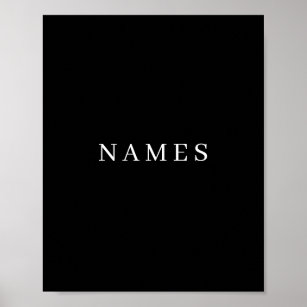 Simple Black Custom Add Your Name Elegant Poster