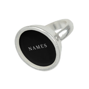 Simple Black Custom Add Your Name Elegant Ring