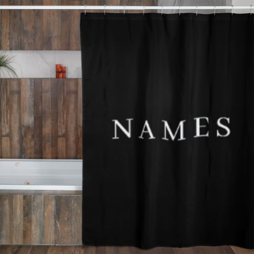 Simple Black Custom Add Your Name Elegant Shower Curtain