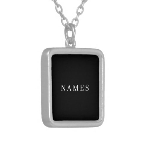 Simple Black Custom Add Your Name Elegant Silver Plated Necklace