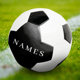 Simple Black Custom Add Your Name Elegant Soccer Ball