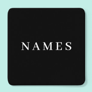 Simple Black Custom Add Your Name Elegant Square Paper Coaster