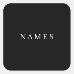 Simple Black Custom Add Your Name Elegant Square Sticker