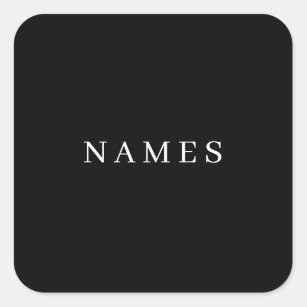 Simple Black Custom Add Your Name Elegant Square Sticker