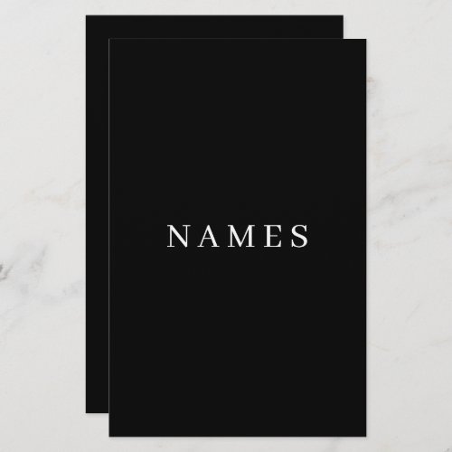Simple Black Custom Add Your Name Elegant Stationery